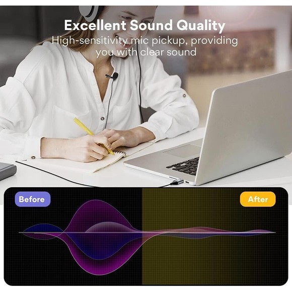 USB Lavalier Microphone-MAONO AU-UL10 192kHz/24bit Omnidirectional Lapel Hands - Picture 12 of 14